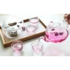 Glass Flower Teapot Set 6 Cups Base W19cm H12cm