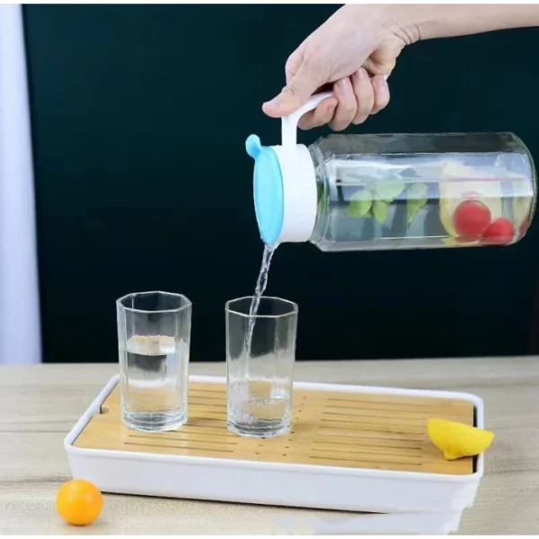 Octagonal Glass Water Bottle Cup Set