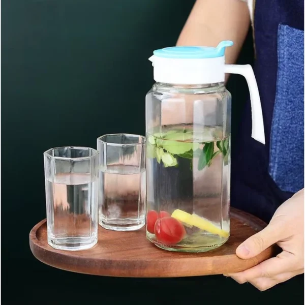Octagonal Glass Water Bottle Cup Set