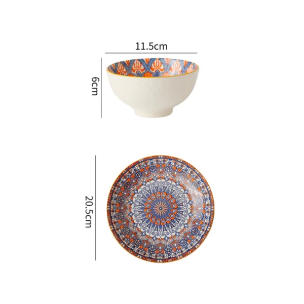 AZUKI Bohemian Rice Bowl Plate Set