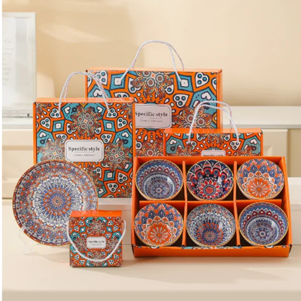 AZUKI Bohemian Rice Bowl Plate Set