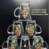 Floral Glass Mug Set 240ml 6pcs W7.8cm H10cm