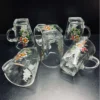 Floral Glass Mug Set 240ml 6pcs W7.8cm H10cm