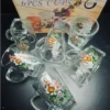 Floral Glass Mug Set 240ml 6pcs W7.8cm H10cm