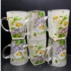 Floral Glass Mug Set 240ml 6pcs W7.8cm H10cm