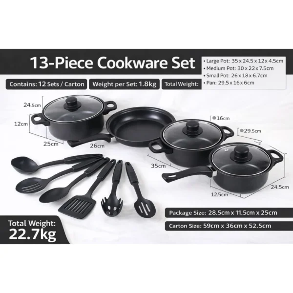 YORI 13PCS Non Stick Cookware Set