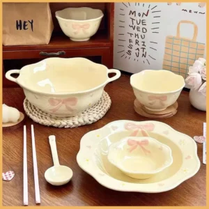 Korean Embossed Bow Tableware Set
