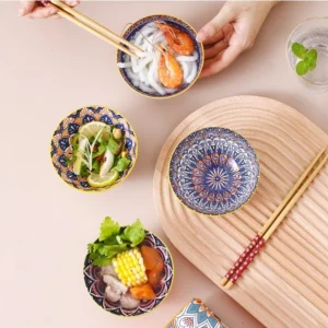 Bohemian Ceramic Bowl Chopstick Set