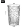 Hecess Embossed Glass Cup 380ml 6pcs W8cm H12.5cm