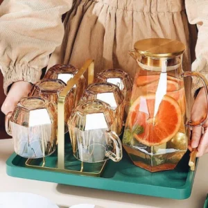 Random Glass Water Jug Cup Set 7pcs