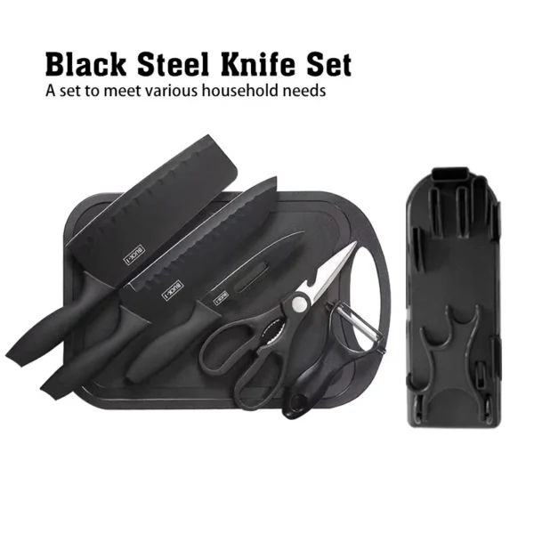 7 in 1 Black Steel Knife Set