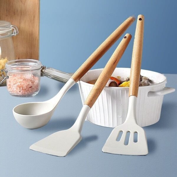 3PCS White Silicone Utensil Set