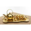 Gold Teapot Glass Cup Tray Set